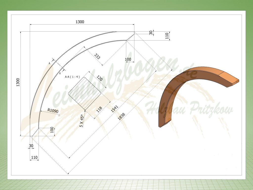 Kopfbogen 12 x12 und 1,30 x 1,30 bei Leimholzbogen.de