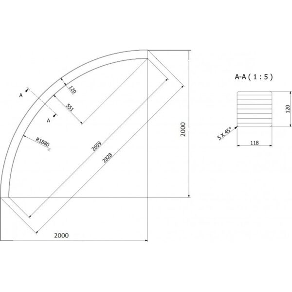 Bogenpfosten 12 X 12 Winkelmass 2.00m x 2.00m bei Leimholzbogen.de
